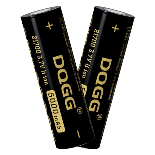 21700 Rechargeable Battery 3.7Volt Lithium Batteries 5000mAh Flat Top for Headlamp Flashlight 2 Pack