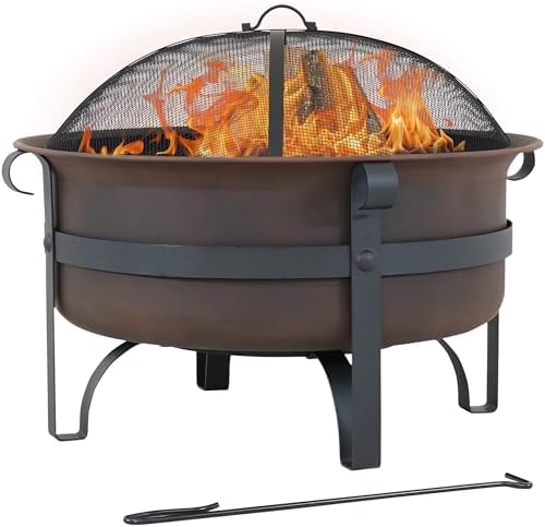 Sunnydaze Cauldron Wood-Burning Outdoor Fire Pit for Patio and Ba...