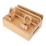 Bambus-Ladestation für mehrere Geräte mit 5 Anschlüssen USB-Ladegerät, elektronische Geräte...