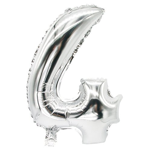 PAPSTAR 24 Folienluftballon 35 cm x 20 cm Silber 4" 86834 Zahlenluftballons Hochzeit Jubiläum Geburtstag Party Feier