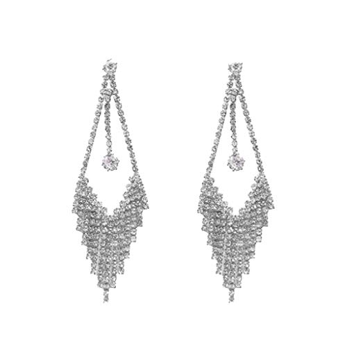 Bxzhiri Tassel Earrings for Women Tassel Shiny Rhinestone Earrings Women's Temperament Wild Thin Earrings Drop Earrings