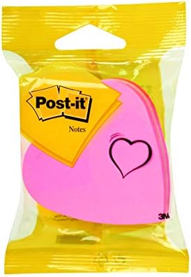 Post-it Notes - 1 Block of 225 Heart Shape Sticky Notes - 70 x 70mm - Sticky Notes for Desk, Office, School and Memos - Pink
