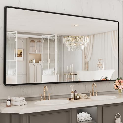 Image of pertetey 72 x 40 in Rounded Rectangle Bathroom Mirror