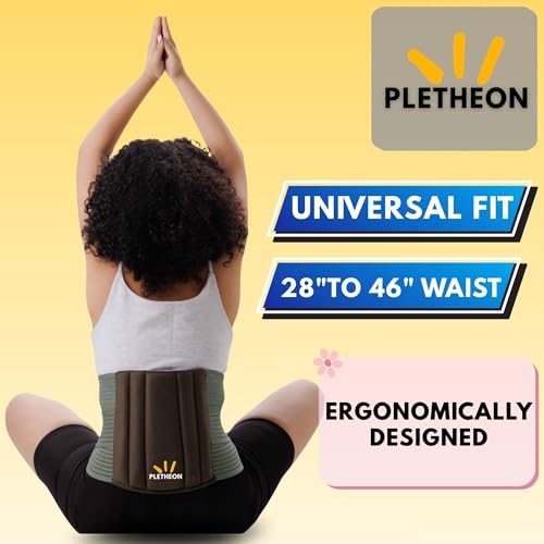 Image of PLETHEON Lumbo Sacral Lumbar Support Belt Green for Men & Women | Adjustable Lower Back & Spine Support | Fit From 30 to 46 Inch Waist