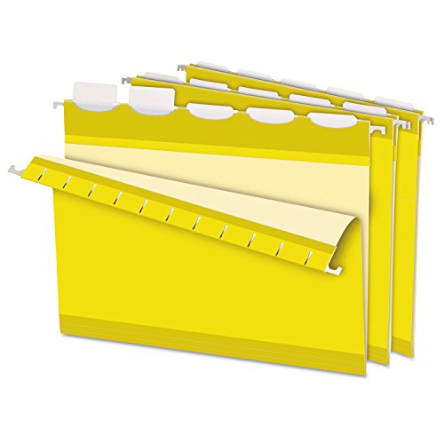 Pendaflex Ready-Tab Reinforced Hanging Folders, Letter Size, Yellow, 5 Tab, 25/BX (42624)