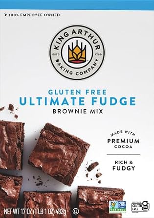 King Arthur Gluten-Free Fudge Brownie Mix, Certified Gluten-Free, Non-GMO Project Verified, Certified Kosher, 17 Oz (Pack of 2)