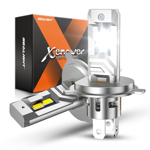 Image of SEALIGHT H4 Bulbs, 40000LM 8X Brightness H4 Fog Lights, 6500K Cool White Bulbs with 15000RPM Fan, Plug and Play, IP68 Waterproof, Pack of 2