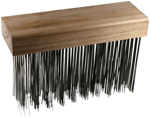 Image of Pferd 85098 Maintenance Hardwood Block Flat Tempered Casting Wire Block Brush, Carbon Steel Bristles, 5 inch x 10 inch Wire Rows, 7-3 /4 inch Length x 2-5 /8 inch Width, 4 inch Trim Length