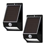 Amazon Basics Waterproof Solar-powered Motion Sensor Wall Light for Front Door, Patio, Yard, and Porch - 8 LED, 100 Lumen, Up to 120 Detection Angle, 2-Pack