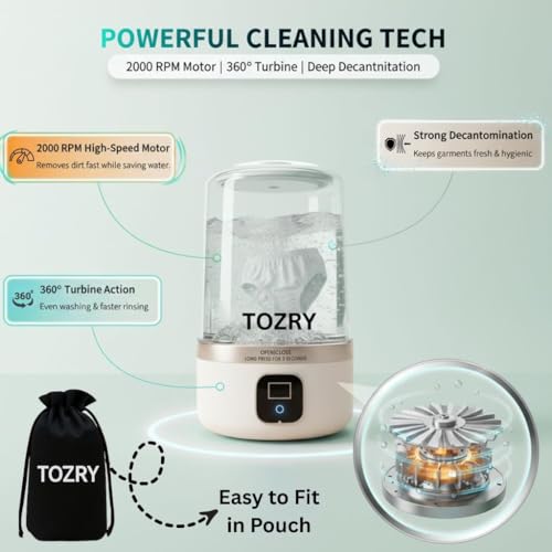 Image of Mini Washing Machine Portable, Deep Cleaning for Baby Clothes, Underwear, Socks, Travels and Small Laundry, Laundry Washer for Apartments, Dorms, RVs & Small Spaces, Compact Underwear washer