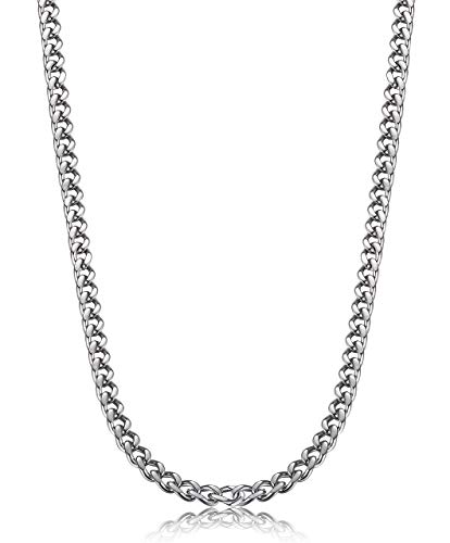 Image of FIBO STEEL 3.5-10mm Stainless Steel Cuban Necklace Mens Women Curb Link Chain, 16-30 inches