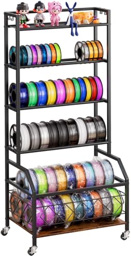 3D Printer Filament Storage Rack with Wheels, Portin 4-Tier Filament
