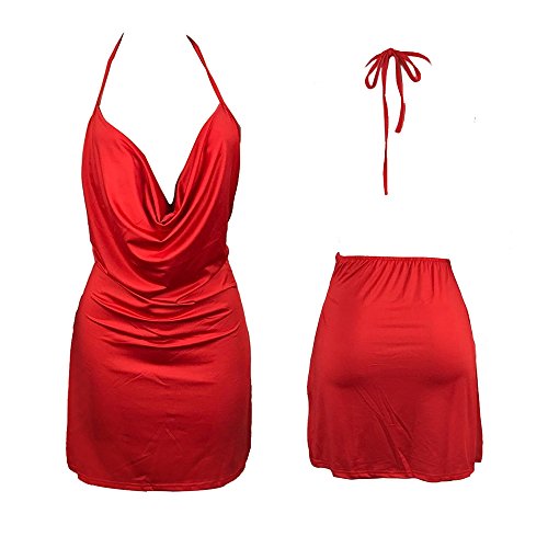 VANCOL Vestido feminino sexy decote V profundo frente única fenda traseira mini vestido de festa, Br