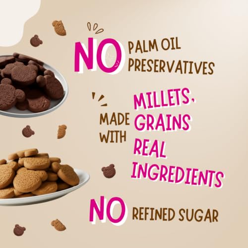 Image of Troovy Healthy Cookies Duo Value Pack (Pack of 10) | Made with goodness of Millets, Jowar, Ragi and Whole Wheat | All Natural Ingredients | Made with Jaggery, No Processed Sugar | Chocolate (80gm x 5) | Butter (80gm x 5)