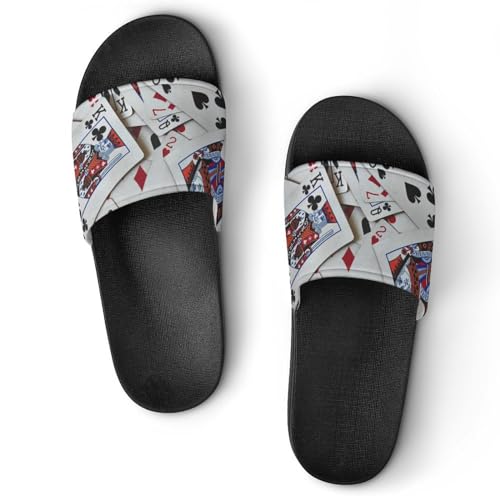 Playing Cards Poker Games Queen King Womens Slide Sandals Non Slip Summer House Slippers for Girls Slip-on Flip Flops