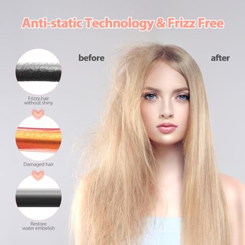 Hair Straighteners for Women, Haglater 2 in 1 Straightener and Curler Ceramic Plates Flat Iron with Adjustable Temperature LCD Display Straightening Styling Tool for Long Hair - Image 3