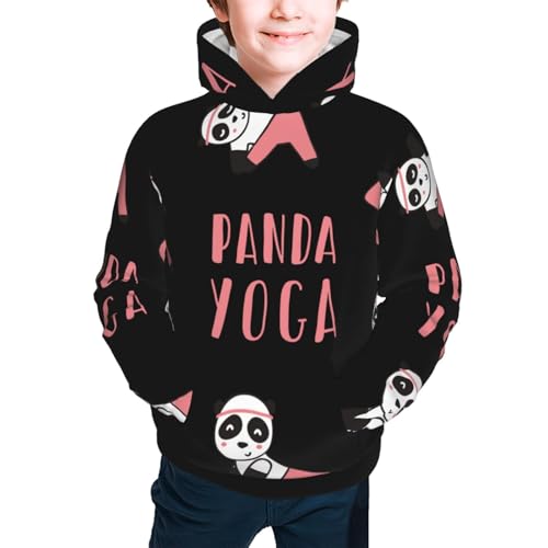 Panda Doing Yoga Kid Hoodies Boys Sweatshirts Girls Pullover with Pocket3