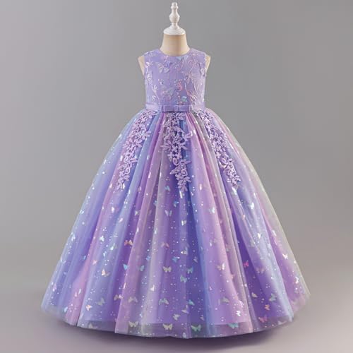 Girls Flower Vintage Lace Princess Long Dress for Kids Tulle Pageant Formal Party Wedding Floor Dance Evening Gown2