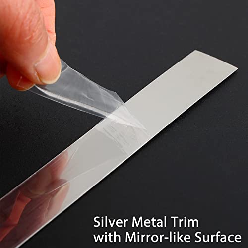 Stainless Steel Wall Molding Trim Peel and Stick, Flexible Self-Adhesive Metal Trim for Ceiling, Mirror Frame and More, Mirror-Like Finish Metallized Silver - Image 4