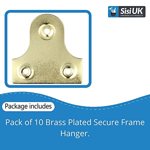Picture Hanging Plates Brass 38mm Plain Mirror Glass Frame Hanging Fixing Plates Secure Frame Hanger Bracket for Photo Frame Mirror Canvas Pack of 10 - Image 2