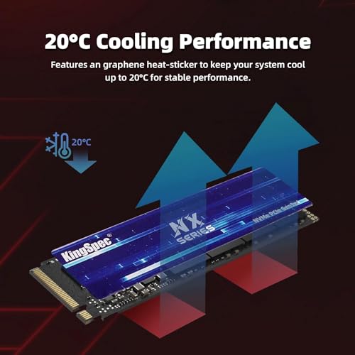 Image of KingSpec NX Series 4TB Gen3x4 NVMe M.2 SSD, Up to 3500MB /s, 3D NAND Flash M2 2280 Internal Solid State Drive, for Desktop and Laptop