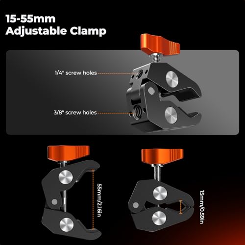 Image of K&F CONCEPT 9.8 inch Magic Arm Clamp with Cold Shoes 360 Ball Heads Camera Arm Mount for Monitor /Flash /Microphone /DSLR Camera
