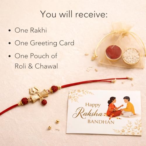Image of JAIPUR ACE Rakhi Hamper With Chocolate Celebration Box Combo Pack, Rakshabandhan Gift Hamper For Brother With Roli Kumkum & Greeting Card (Trishul + Cele)
