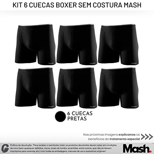 Kit 06 Cuecas Boxer Mash Microfibra Sem Costura Box Masculina Adulto | 6 Preto | G | 710.19_PT00_G_0
