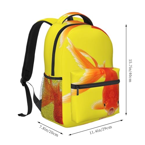 Mochila diaria clásica espaciosa con estampado de peces originales 2