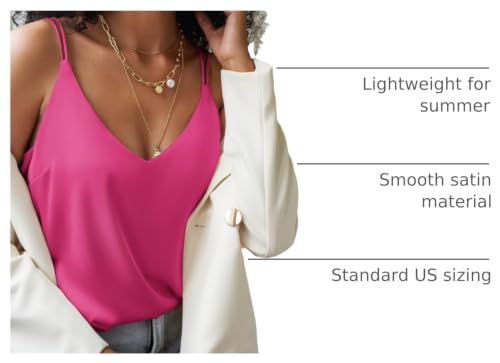 Image of Ekouaer Womens 2-Pack Silk Satin Camisole Tank Top V Neck Sexy Cross Back Spaghetti Strap Cami Sleeveless Lounge Tops S-XXL