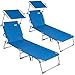 Casaria 2X Sonnenliege Ibiza Sonnendach klappbar verstellbar 190cm Aluminium Gartenliege Strandliege Liegestuhl Liege Garten Blau