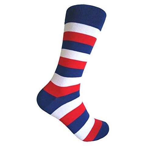Triple M Plus Mens Stripe Dress socks Blue/White/Red… Cover