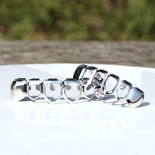 Open Face Grillz Teeth 24k Gold Grillz Plated Caps New Custom Fit Top & Bottom Grill Set for Kids + Extra Molding Bars + Microfiber Cloth2