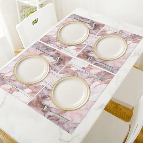 Set de table en toile effet marbre blanc chic et résistant à la chaleur