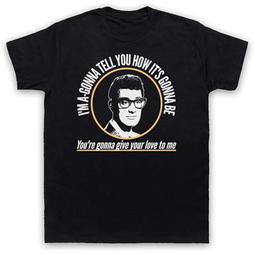 IVELLDAY Buddy Holly T-Shirt Men Black M