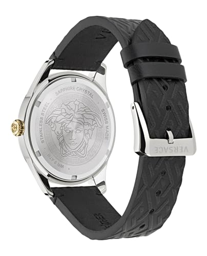 Versace Greca Time GMT Collection Luxury Mens Watch Timepieces with a Black Strap and Dial Featuring a Stainless Steel Case3