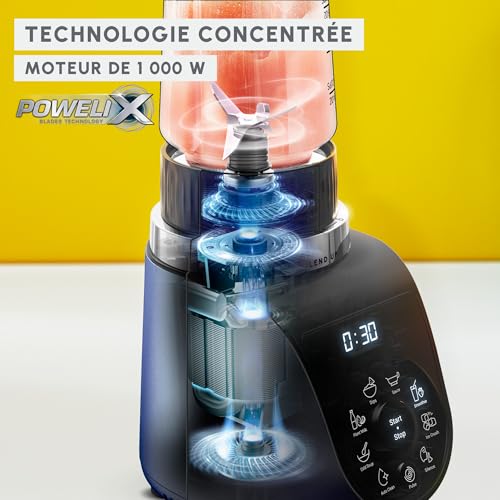Moulinex Blend Up, Mini blender puissant, 1000W, 8 programmes automatiques, Glace pilée LM19H40F0, Bleu – Image 4