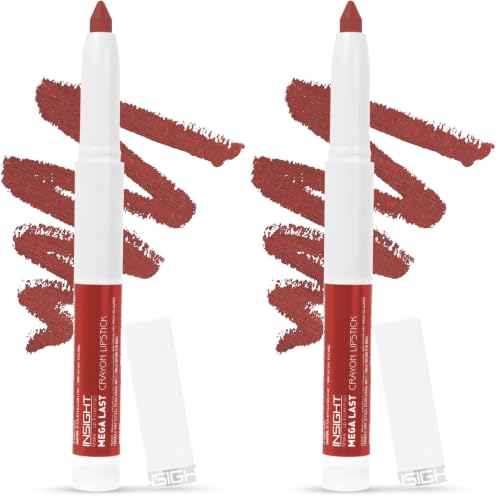 Image of INSIGHT Mega Last Crayon Lipstick | Matte Finish | Non-Transferable formula | Intense Color Pay off | 2in1 Formula |Water-Resistant | Built Sharpener-Shade 20 (Pack of 2)