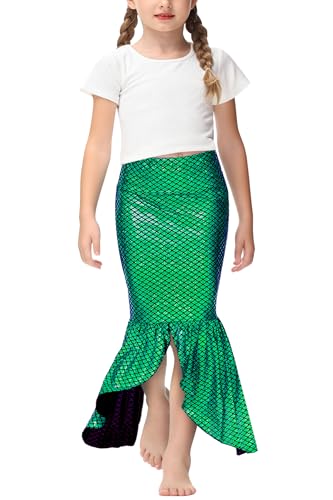 Image of Halloween Mermaid Skirts Elastic High Waisted Long Skirt Green S