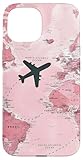 Installation facile Travel Map Airplane Carte Aventure Cadeau Fille Voyage Coque pour iPhone 15