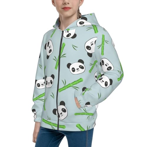 Panda Bamboo Twigs Kid Hoodies Boys Zip Up Sweatshirts Girls Pullover with Pocket
