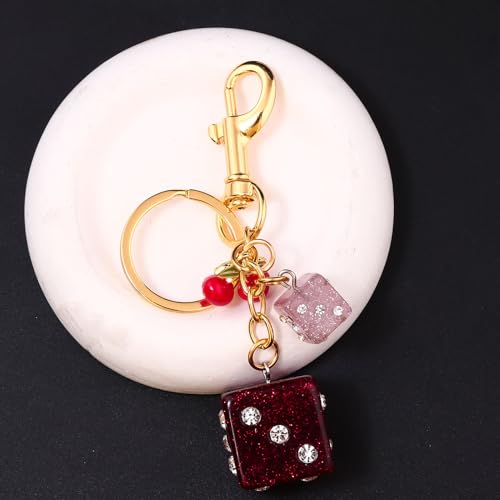 Image of 8 Ball Dice Charm Keychain - Cute Bag Purse Handbag Accessories - Y2K Aesthetic Key Chain for Women Men