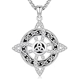 Friggem Collar Nudo de Bruja para Mujer Colgante Nudo de Bruja Plata de Ley 925 Collar Nudo Celta Joyería Irlandés Brujeria Para Mujeres Hermanas