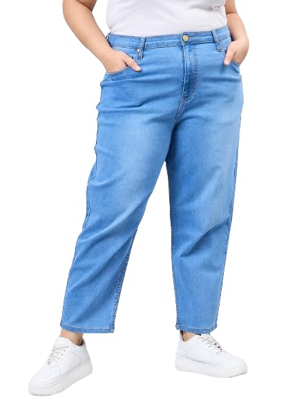 Women Plus Size Black Mom Fit High Rise Stretchable Jeans