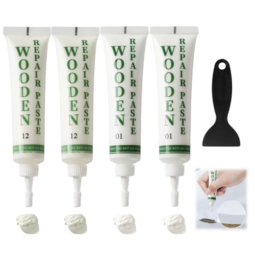 Unicavu Laminate Floor Repair Kit, White and Lvory White Oak Touch Up Filler Wood Paint, Wood Furniture Repair Kit Discoloration for Wooden Cabinet Floor Door Table Scratches Cracks Holes Stains