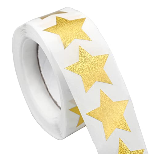 WakiHong 1 Rollo de Pegatinas Estrellas Metálicas Pegatinas de Estrellas Holográfica Estrella Dorada Pegatina para Niños Estudiante Escuela Aula Hogar,Sobres Sellados Cover