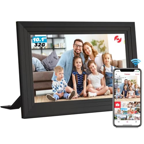 Aorpdd Cadre Photo Numérique WiFi - 10.1 Pouces，IPS Écran Tactile HD, Mémoire de 32 Go,...