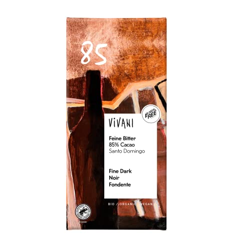 Vivani Chocolate Negro 85% Santo Domingo | Chocolate Negro Gourmet | Vegano y Bio | Edición Grande | Paquete 10 Unidades x 100 gr