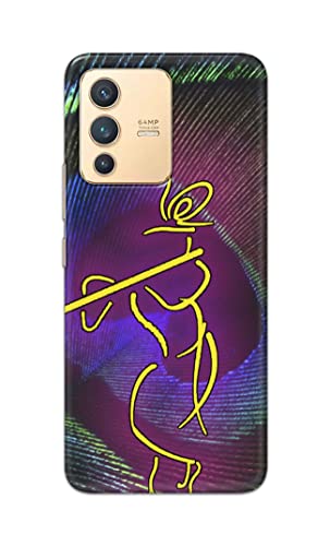 Image of PRINTFIDAA Lord Krishna On Peacock Feather Hard Back Cover for Vivo V23 5G Back Cover -(P6) KAT1007
