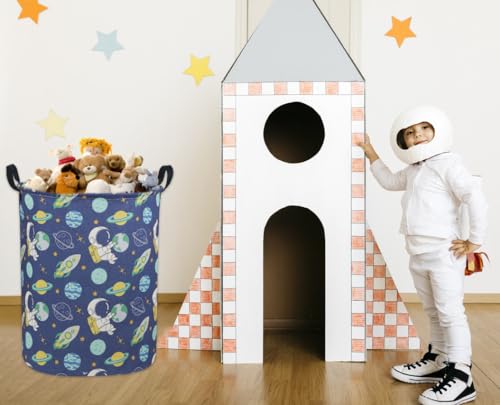 Image of Kids Laundry Hamper,Boys Laundry Basket Collapsible Space Storage Baskets for Home Decor,Office,Toy Organizer,(Astronaut)